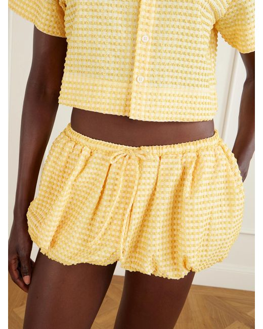 Jonathan Simkhai Metallic Addie Checked Seersucker Shorts