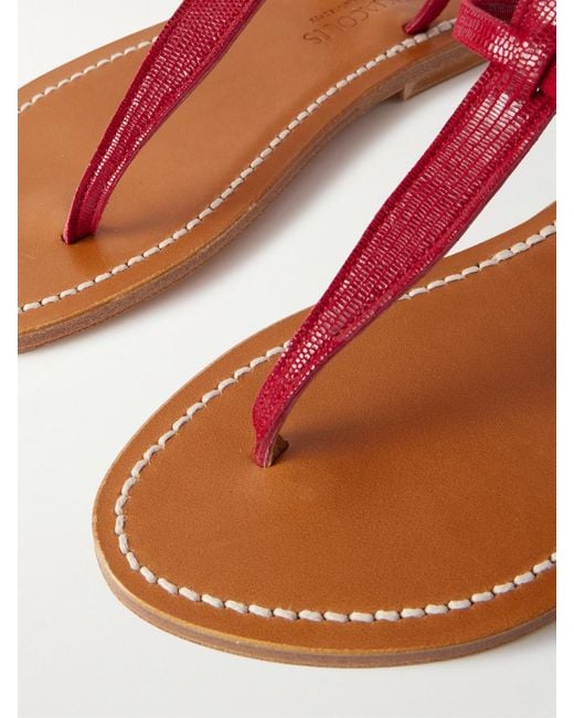 K. Jacques Brown Picon Lizard-Effect Leather Sandals