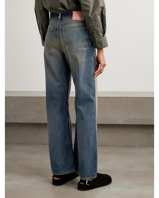 Acne Blue 2021 Distressed Mid-Rise Flared Organic Jeans