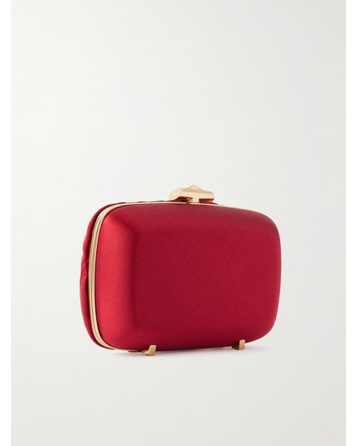 Roger Vivier Red Boite De Nuit Rose Embellished Satin Clutch