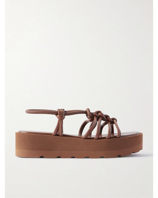 Gianvito Rossi Brown Hebe 45 Knotted Leather Platform Sandals
