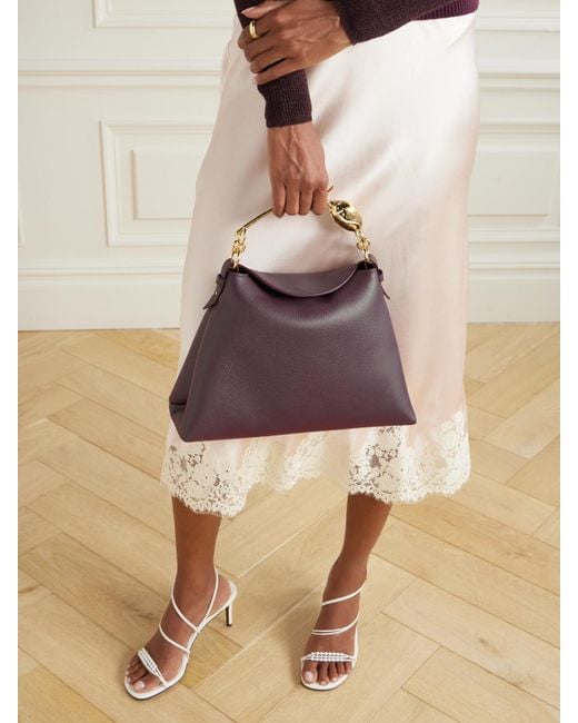Erdem Purple Bloom Große Schultertasche Aus Strukturiertem Leder Mit Verzierung