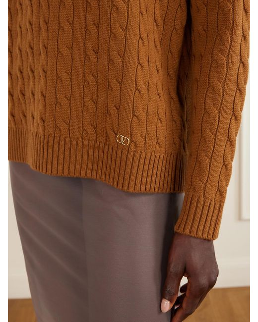 Valentino Garavani Brown Cable-Knit Cashmere Sweater