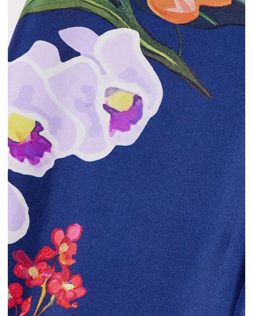 Borgo De Nor Blue Havana Hose Mit Weitem Bein Aus Seiden-Twill Mit Blumenprint