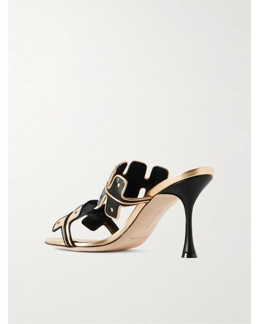 Manolo Blahnik Metallic Aplinanu 90 Two-Tone Leather Sandals