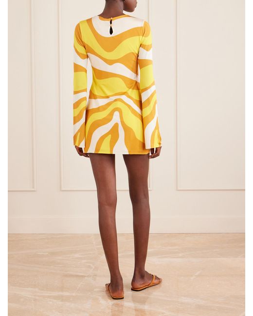 Cala De La Cruz Yellow Maisha Printed Jersey Mini Dress