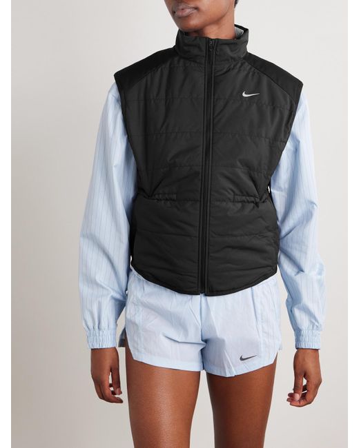 Nike Black Swift Quilted Therma-Fit Turtleneck Vest
