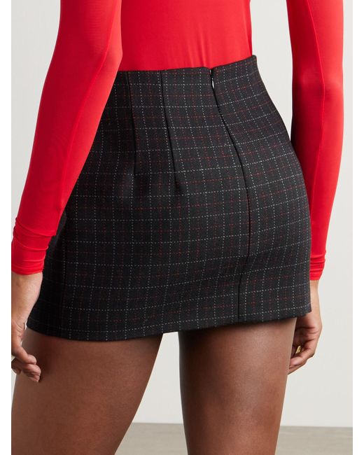 Wardrobe NYC Black Contour Checked Wool Mini Skirt