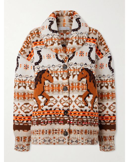 Stella McCartney Brown Jacquard-Knit Wool Cardigan