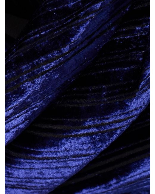 Isabel Marant Blue Cyane Asymmetric Ruched Devoré-Velvet Midi Dress