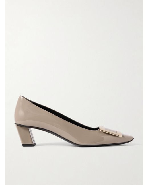 Roger Vivier Natural Belle Vivier 45 Patent-Leather Pumps