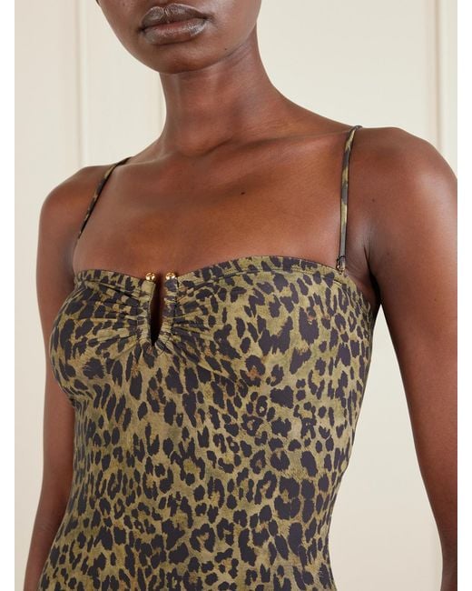 Nili Lotan Multicolor Embellished Leopard-Print Swimsuit
