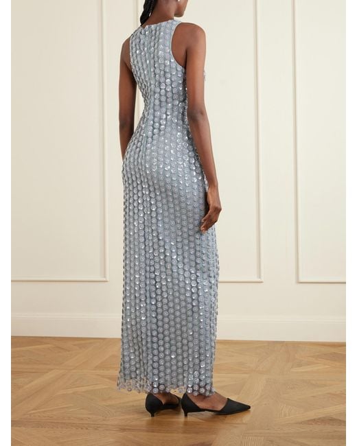 The New Arrivals Ilkyaz Ozel White Bixi Floral-Embellished Mesh Gown