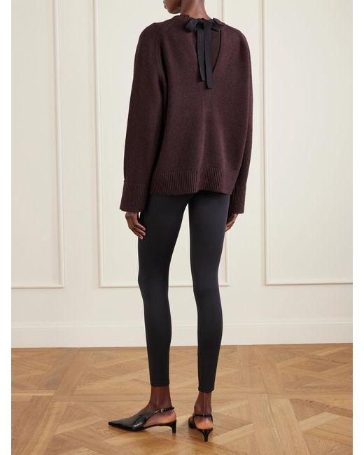 Maria McManus Purple Open-Back Bow-Detailed Cashmere And Cotton-Blend Cardigan