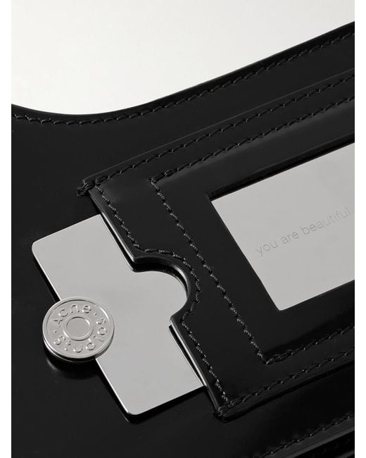 Sac Porté Épaule En Cuir Verni À Ornements Platt Mini Acne en coloris Black