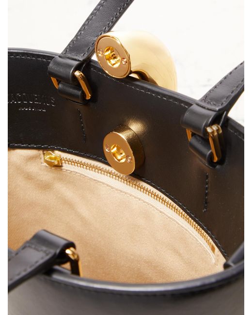 Jacquemus Black The Bambola Small Embellished Asymmetric Leather Tote
