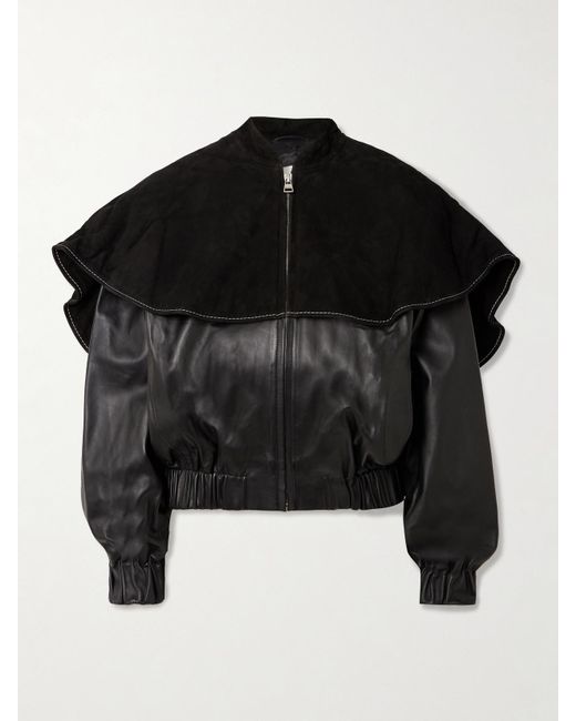 J.W. Anderson Black Wattierte Bomberjacke Aus Veloursleder Und Leder