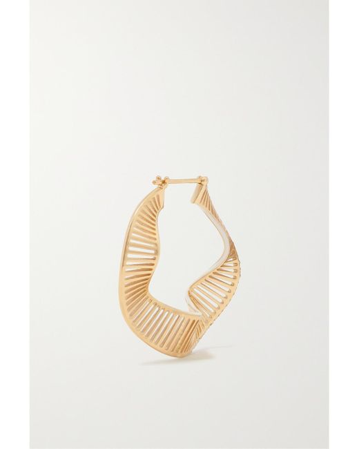 L'Atelier Nawbar Natural Twisted Waves 18-Karat, Enamel And Diamond Hoop Earrings