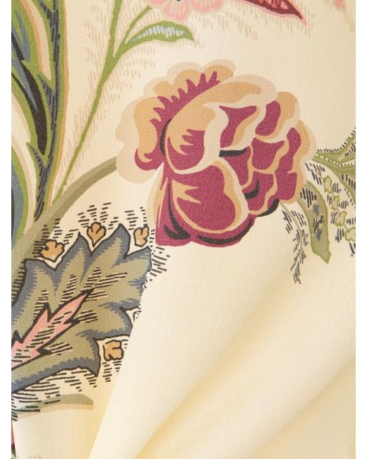 Etro Natural Pussy-Bow Floral-Print Silk-Chiffon Blouse