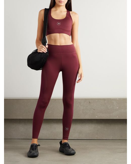 Adidas By Stella McCartney Red Truepurpose Sport-Bh Aus Recyceltem Stretch-Material Mit Mesh-Einsätzen Und Print