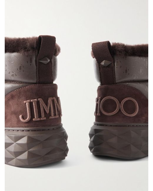 Jimmy Choo Brown Xan Calfskin-Shearling Snow Boots