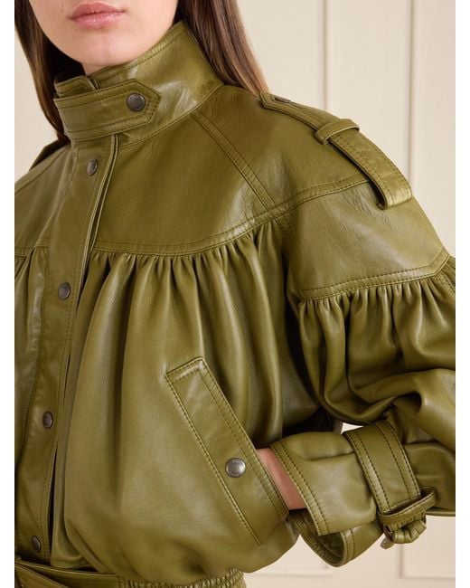Chloé Green Leather Bomber Jacket