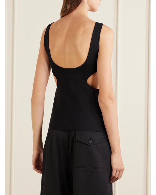 Auralee Black Cutout Ribbed-Knit Jersey Tank