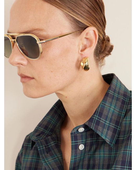Jacques Marie Mage Green Commander Aviator-Style Sunglasses