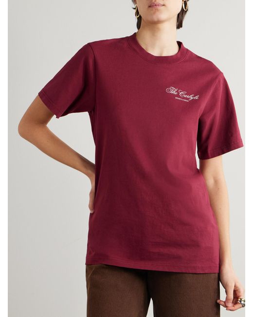 Sporty & Rich Red The Carlyle Printed Cotton-Jersey T-Shirt