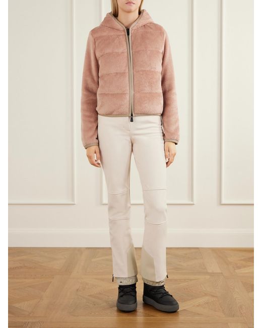Moncler Pink Hooded Quilted Padded Plush Down Ski Jacket