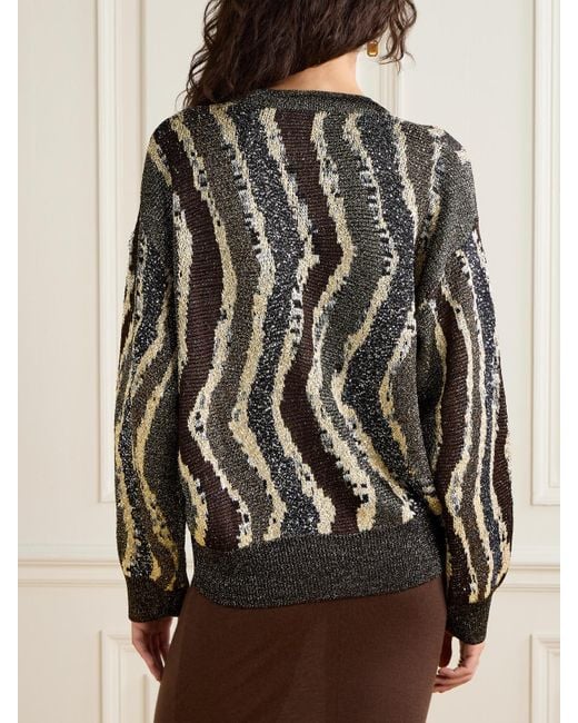 Missoni Black Sequin-Embellished Striped Metallic Jacquard-Knit Cardigan