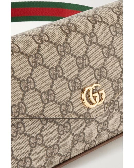 Gucci Gray Ophidia Leather-Trimmed Printed Coated-Canvas Shoulder Bag
