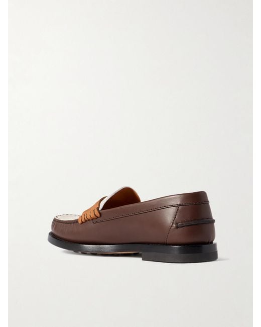 Tod's Brown Embellished Leather Loafers