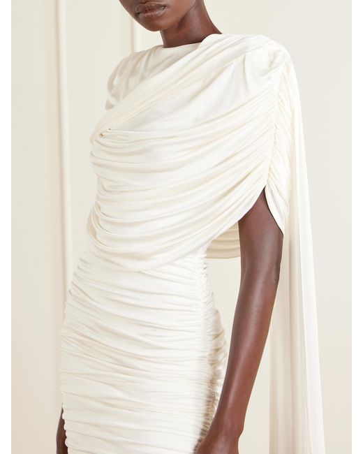 Ilkyaz Ozel White Khara Gathered Satin-Jersey Mini Dress
