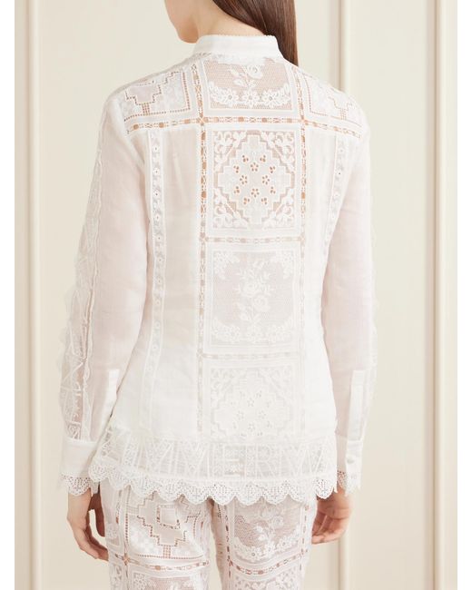 Zimmermann Natural Aster Embroidered Blouse