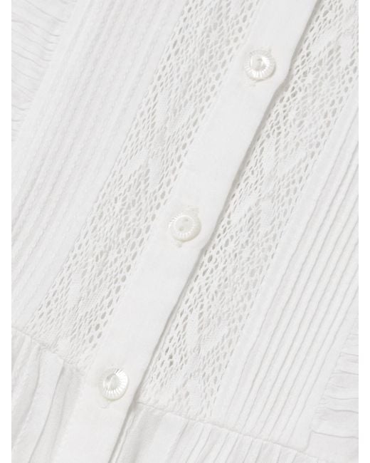 Doen White Helaine Crocheted And Pintucked Cotton-Voile Midi Dress