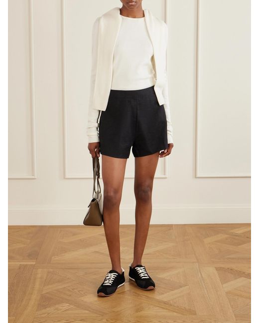 Neous Black Berenices Leather-Trimmed Suede And Canvas Sneakers