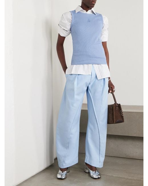 J.W. Anderson Blue Barrel-Hose Aus Baumwoll-Twill Mit Falten
