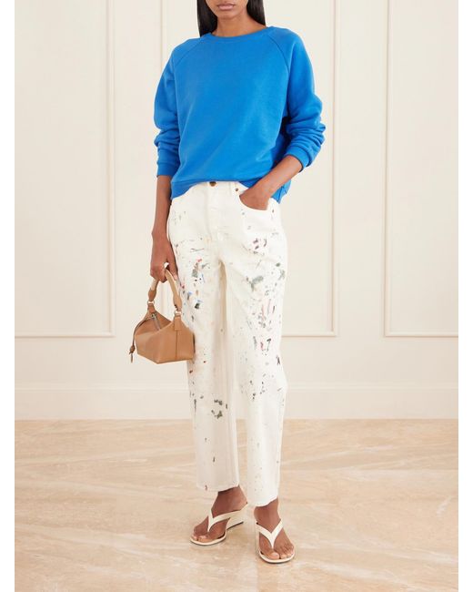 Jamie Haller White The Slouch Paint-Splattered Low-Rise Boyfriend Jeans