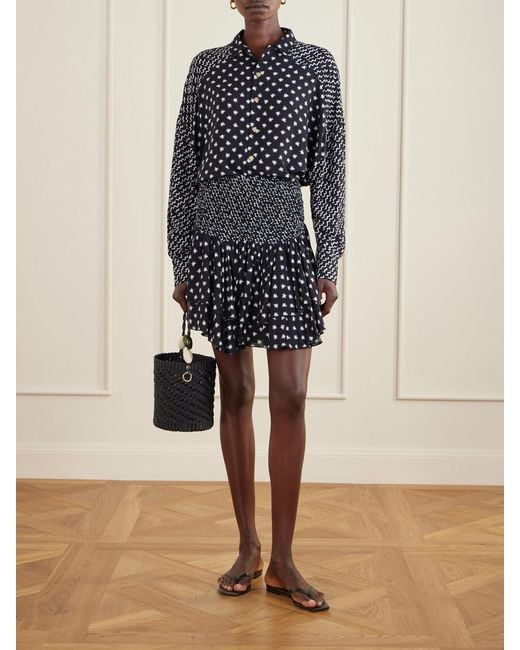 Donde Esteban Black Estrellitas Y Olas Printed Satin Shirt