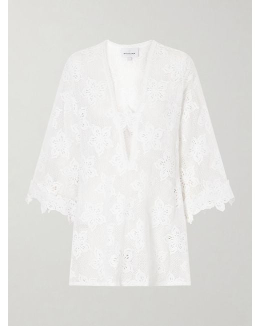 Miguelina White Jane Cotton-Lace Coverup
