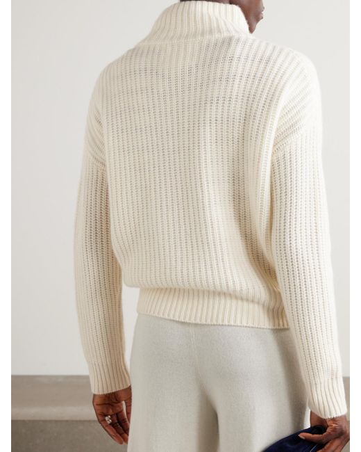 Lisa Yang Natural Julina Ribbed Cashmere Turtleneck Sweater