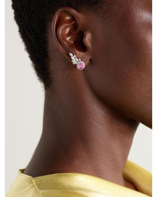 YEPREM Natural 18-Karat, Sapphire And Diamond Earrings