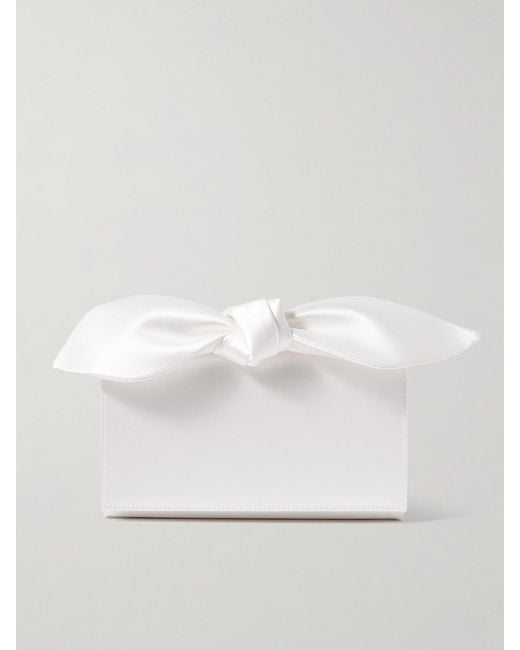 Aquazzura White Bow Tie Mini Satin Clutch