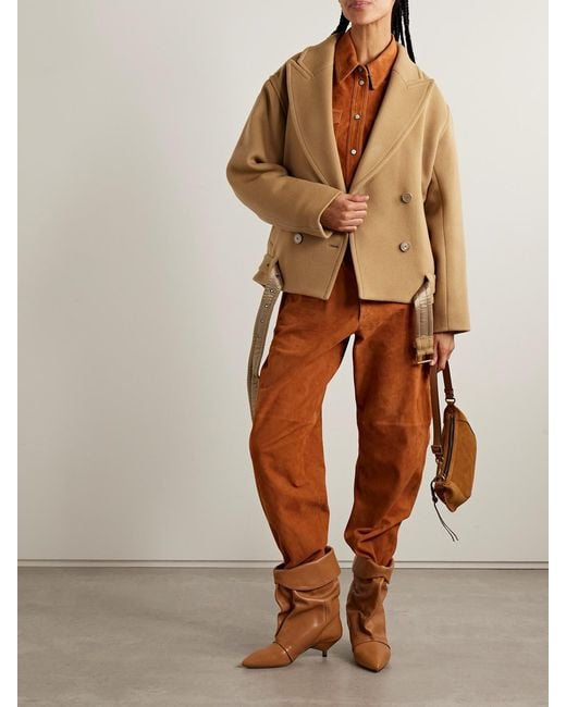 Isabel Marant Natural Warna Doppelreihige Jacke Aus Filz Aus Einer Wollmischung Mit Gürtel