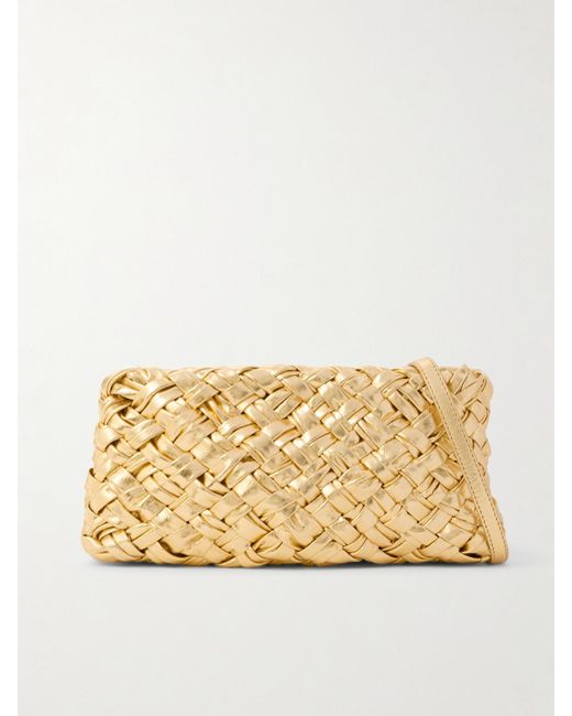 Bottega Veneta Kalimero Cha-Cha Gathered Intrecciato Metallic Leather Shoulder Bag