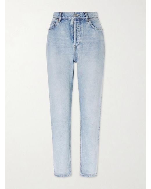 Saint Laurent Blue High-Rise Slim-Leg Jeans