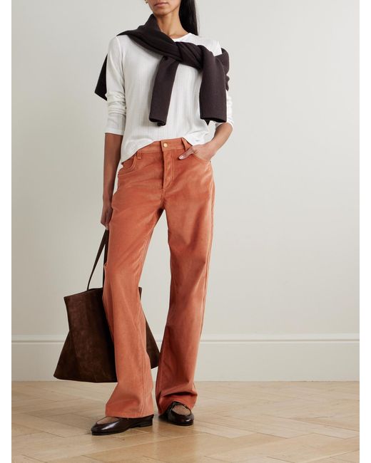 B Sides Orange Bec Cotton-Blend Corduroy Wide-Leg Pants