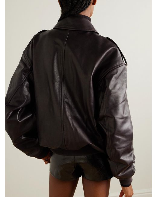 Frankie Shop Black Viper Oversized Leather Jacket