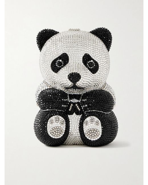 Judith Leiber Black Teddy Bear Ling Crystal-Embellished-Tone Clutch
